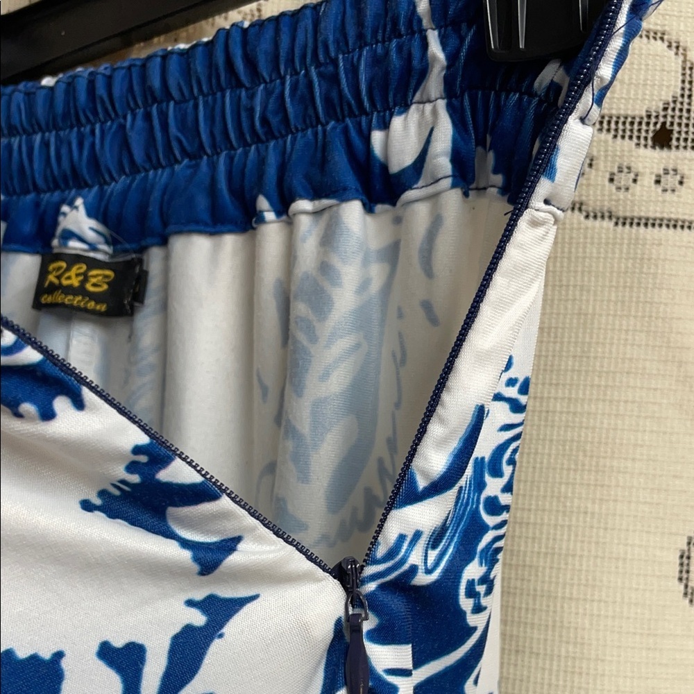 R & B Collection Elegant Blue and White Maxi Skirt - Picture 3 of 8